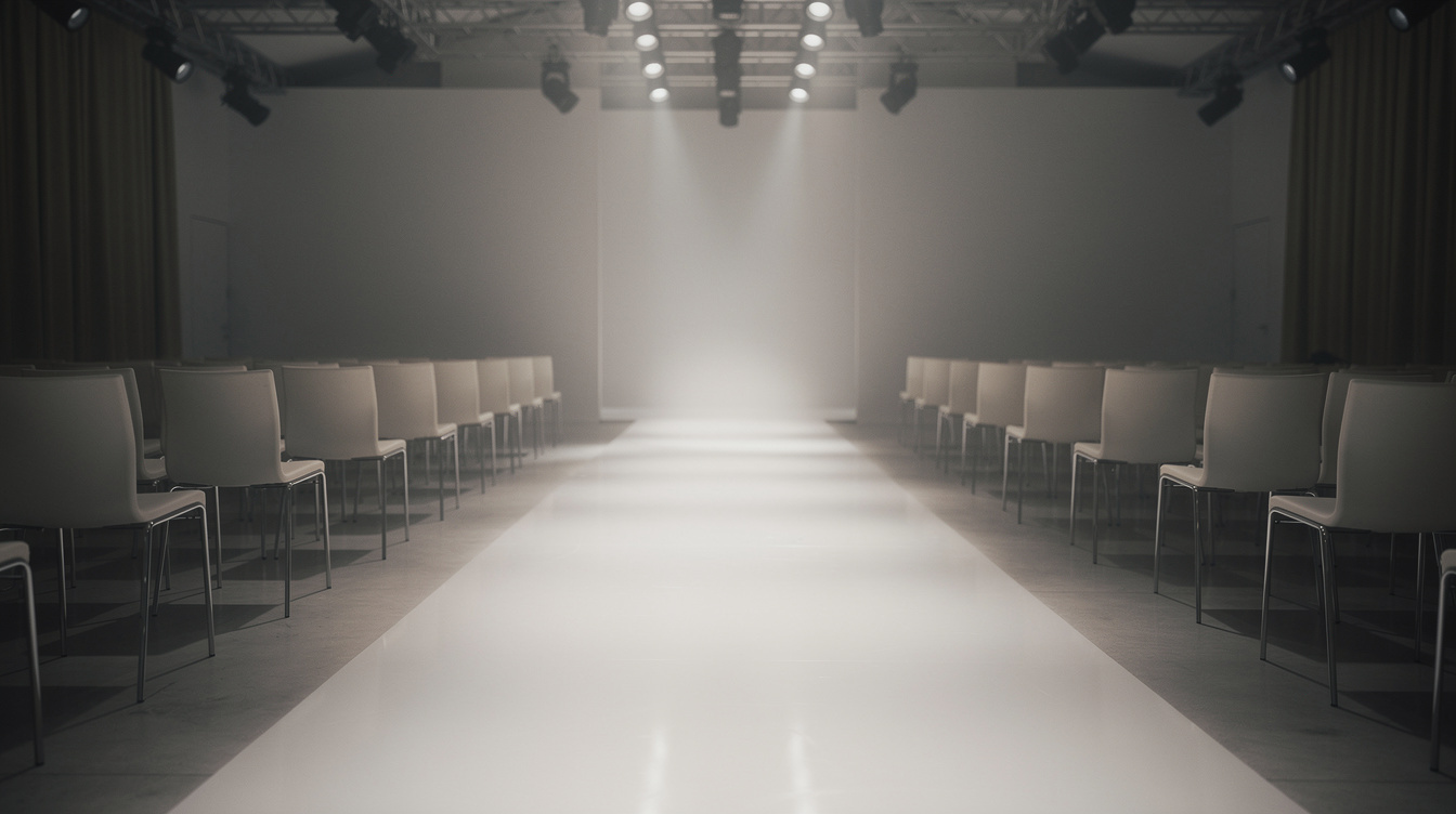 Empty runway set before a fashion show