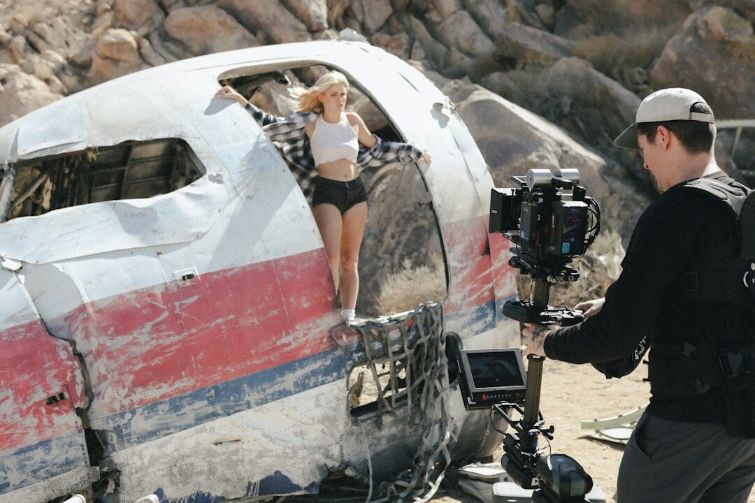 young actor on film set