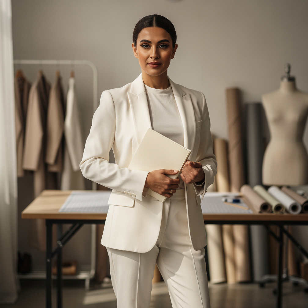 Belgian fashion designer portrait in the atelier